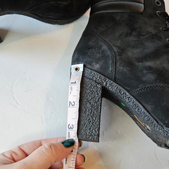 Timberland Tillston’s Lace Up Double Collar Black Leather Ankle Bootie Women's 7 - Picture 12 of 12